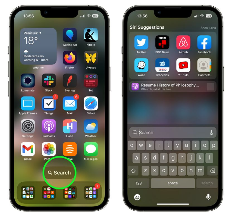 新洲苹果手机维修分享升级到 iOS 16 后，如何删除主屏幕上的搜索按钮 