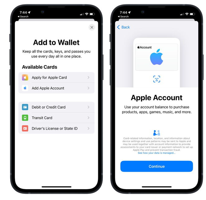新洲苹果手机维修分享iOS 15.5钱包App如何添加 Apple 账户 
