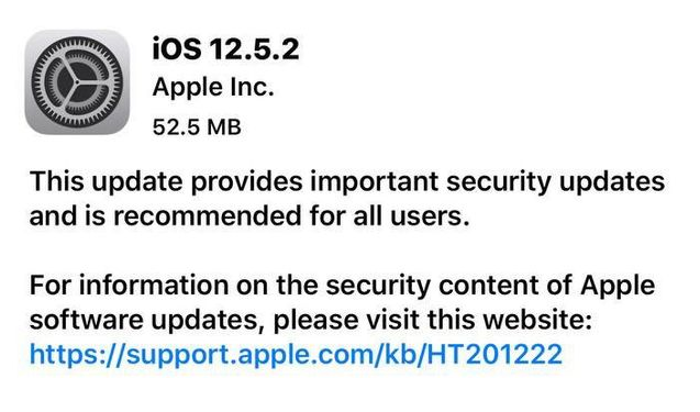 新洲苹果手机维修分享iOS12.5.2发布，建议所有老苹果用户安装 